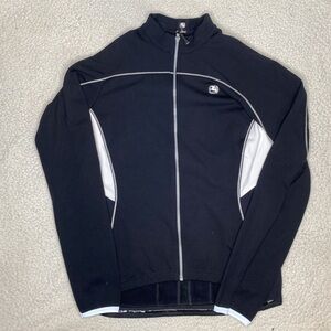 Giordana Black Full Zip Athletic Cycling Jacket: Size Large